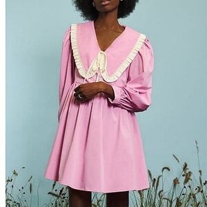 Sister Jane-NWT-Farmyard Collared Mini Dress in Rose Shadow Pearl Collar size S